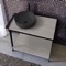 Console Sink Vanity With Matte Black Vessel Sink and Grey Oak Shelf